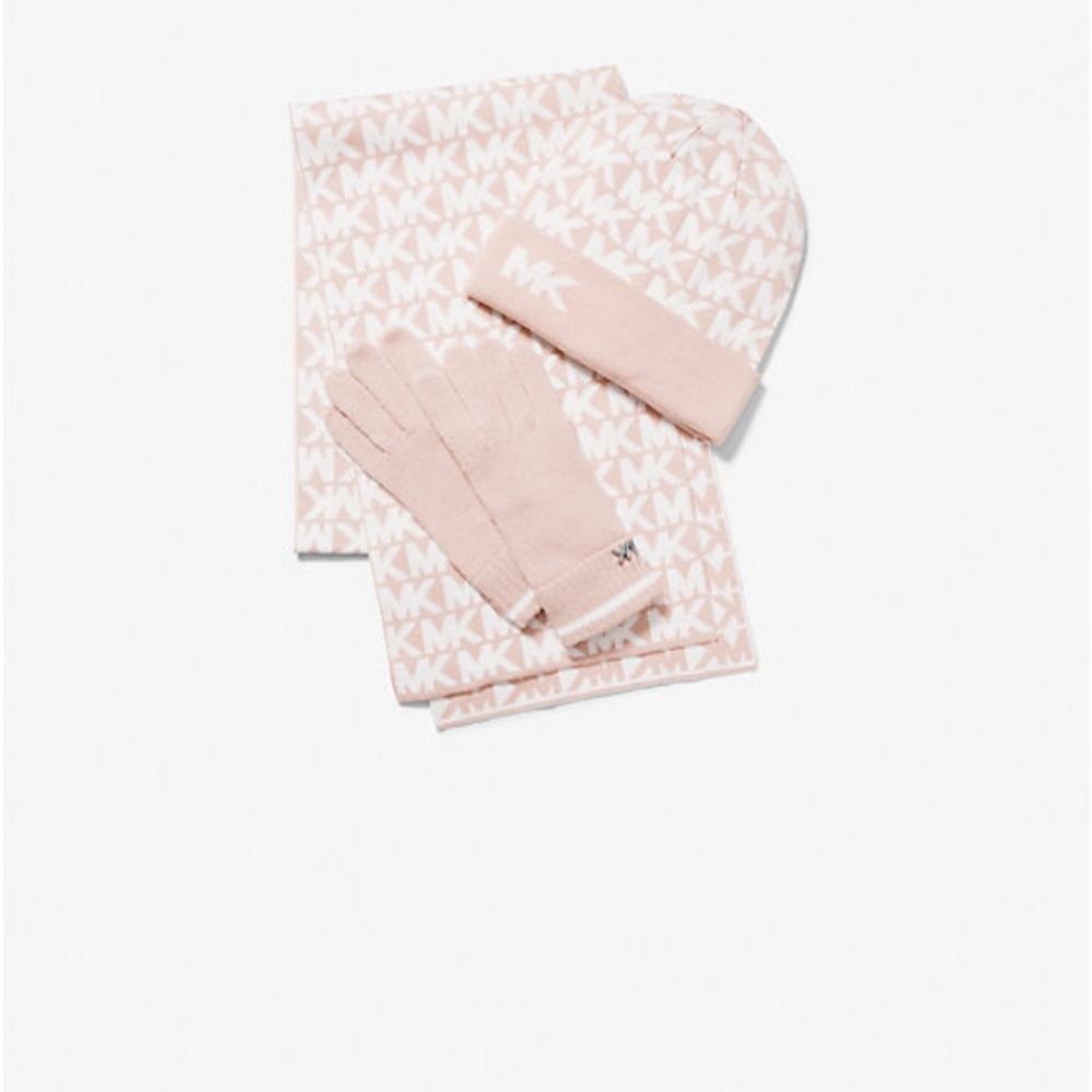Michael Kors Kids Light Pink Hat and Glove Set